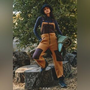 Free People Hit the Slopes Overalls- Toasted Almond Combo Medium
